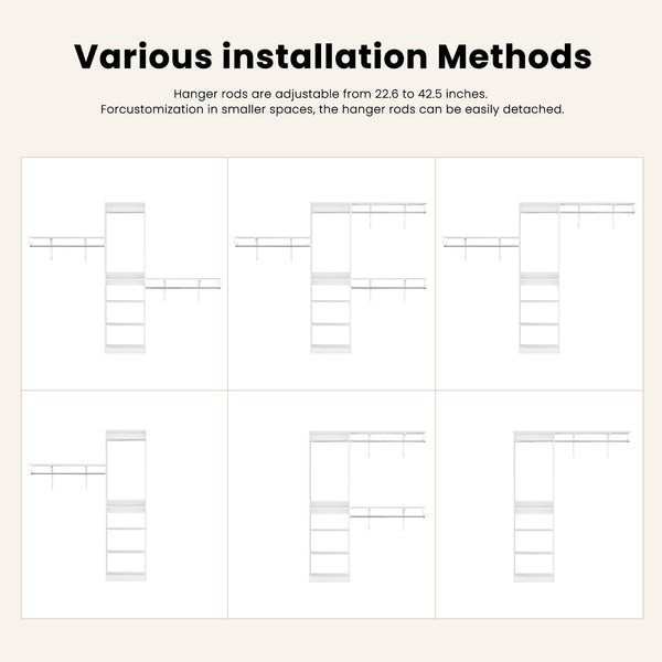 English Elm Closet Organizer Heavy Duty Wood System With Adjustable Rods & Shelves For Space-Saving Solutions T3623P409172