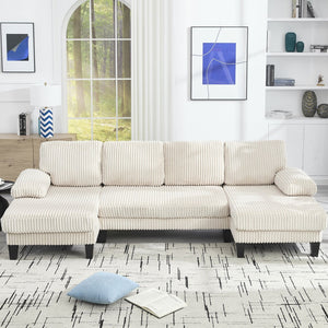 English Elm U-Shaped 4-Seat Sofa With Double Chaise - Luxurious Velvet Comfort For Modern Living Spaces W2705S00014-GIGA