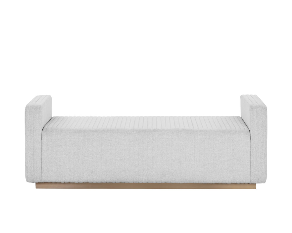 Sunpan Odette Modern Bench with Chic Block Design and Antique Brass Stainless Steel Base for Stylish Spaces Ernst Silverstone