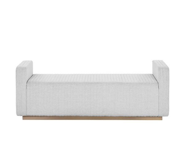 Sunpan Odette Modern Bench with Chic Block Design and Antique Brass Stainless Steel Base for Stylish Spaces Ernst Silverstone