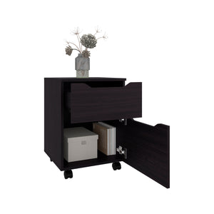 English Elm Ethan Modern Nightstand with Door & Open Shelf, Compact MDF Bedside Table in Kronos Wengue Finish B070P337099