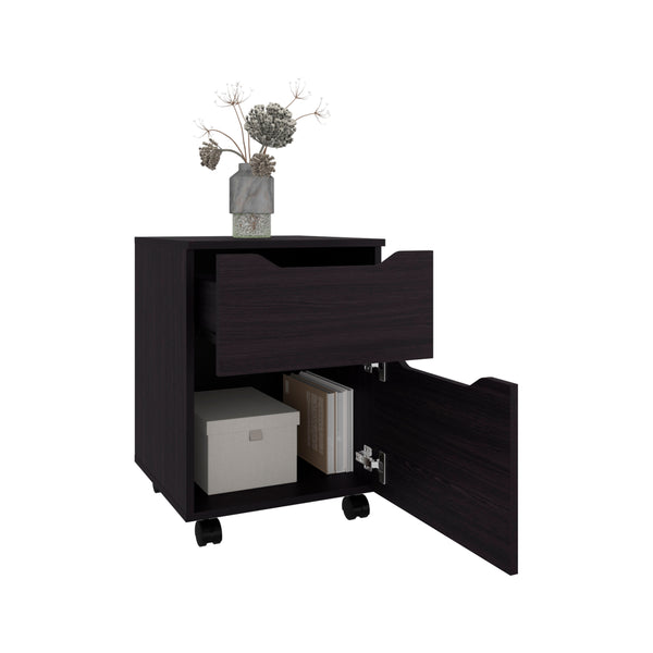 English Elm Ethan Modern Nightstand with Door & Open Shelf, Compact MDF Bedside Table in Kronos Wengue Finish B070P337099