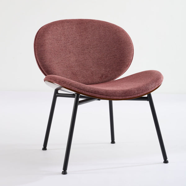 English Elm Mid-Century Shell Chair with Wood Grain Veneer, Curved Wide Seat, Metal-Wood Frame Holds 330+ lbs Bean paste red W1143P214254