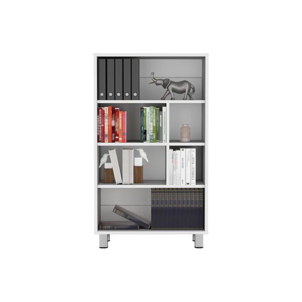 English Elm Bookcase with Six Spacious Shelves and Sturdy Legs for Compact Rooms, Durable Engineered Wood Design White 37.01 L x 25.2 W x 2.76 H B097P250870
