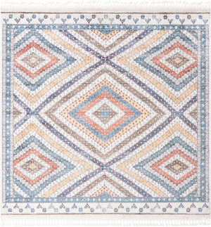Unique Loom Aramis Rio Machine Made Tribal Rug Blue, Light Blue/Ivory/Light Brown/Terracotta 10' 0" x 10' 0"