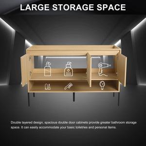 English Elm 48" Modern Freestanding Bathroom Vanity Cabinet, 3 Soft-Close Doors, KD Packing, No Sink Included W1972P199462