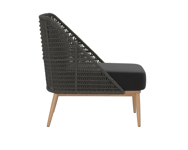 Sunpan Andria Outdoor Lounge Chair - Modern Design with Durable Teak Base and Weather-Resistant Fabric Arashi Black