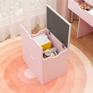 English Elm Dressing Table Set with Led Lit Flip Mirror Hidden Stool and Dual Drawers for Small Spaces W5252P447390