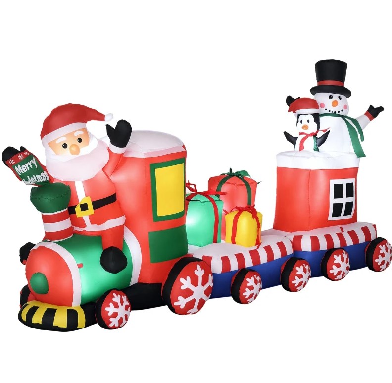 English Elm Inflatable Holiday Train Scene with Santa Led Lit Yard Display for Festive Decor T3971P414253