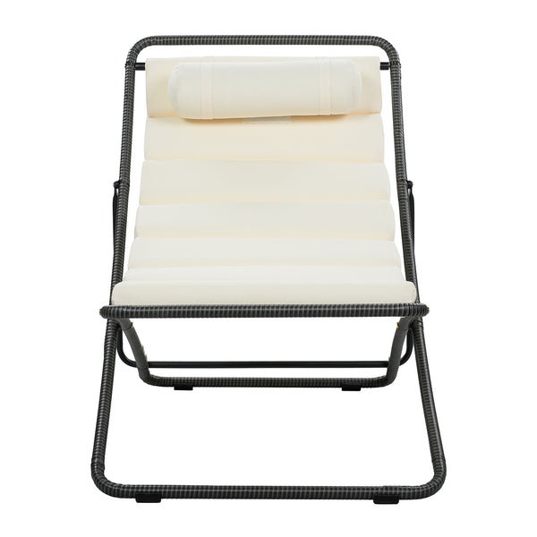 English Elm Trexm Rattan Wrapped Folding Outdoor Lounge Chair Set with Cushion and Adjustable Recline Black N715P428435D