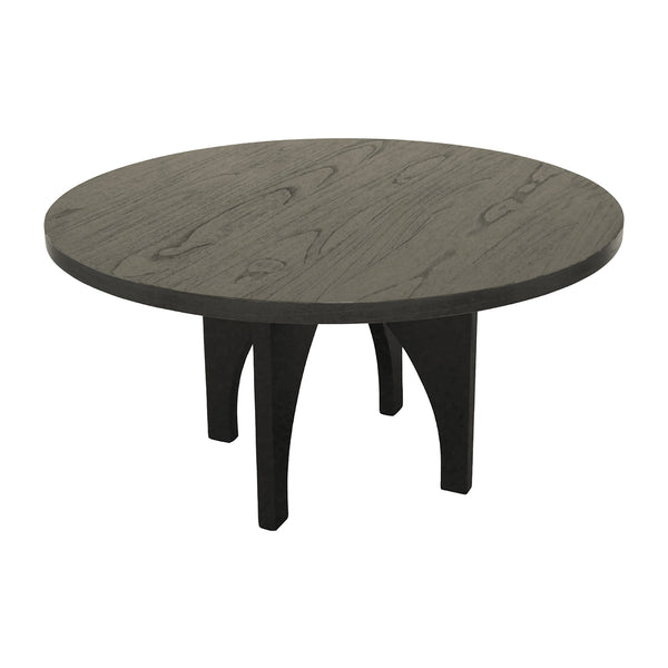 JLA Home Chapel Hill - Dining Round Table – Black Wire-Brushed Veneer, Solid Wood, Seats 4, Minimalist Modern Design Durable Finish CH121-1000