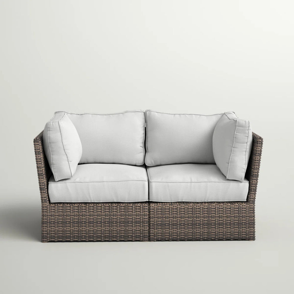 English Elm Fully Assembled Patio Wicker Loveseat With Plush Cushions For Ultimate Outdoor Comfort & Style B120S00147