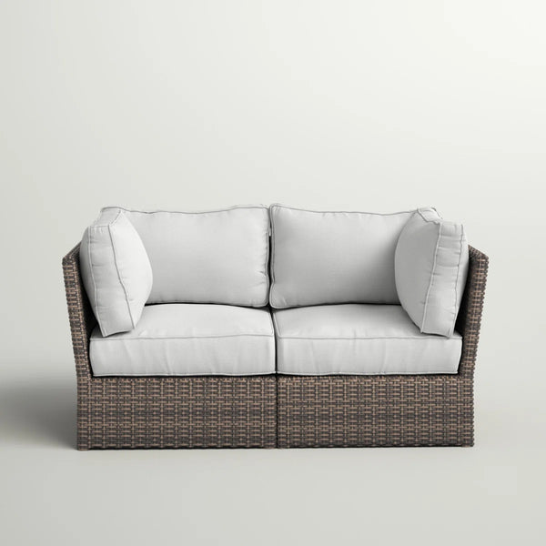 English Elm Fully Assembled Patio Wicker Loveseat With Plush Cushions For Ultimate Outdoor Comfort & Style B120S00147