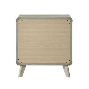 English Elm Contemporary Two Drawer Nightstand Gray Finish Tapered Legs Gold Pulls Bedroom Storage B2741P431077