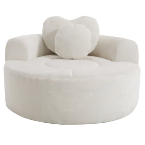 English Elm Round Cloud Sofa Bed Waffle Fabric Memory Foam Convertible Couch for Small Space Living Beige W3224P491994