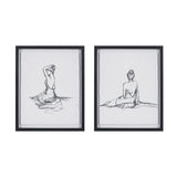 Feminine Figures Modern/Contemporary Sketch 2-piece Framed Glass and Matted Wall Art Set