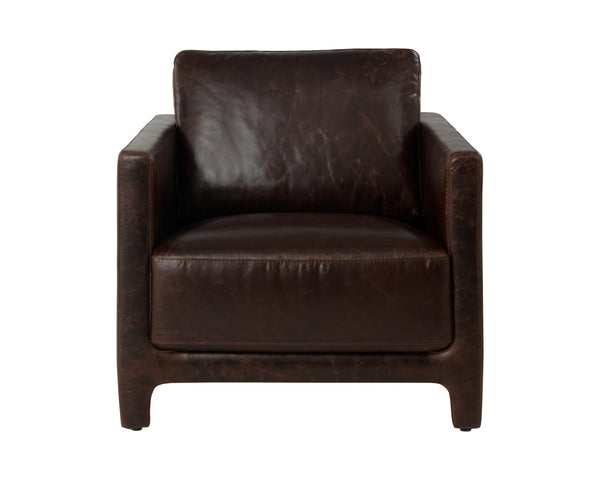Sunpan Rodney Lounge Chair - Luxurious Italian Chocolate Leather For Ultimate Comfort And Style Brown Leather 112162