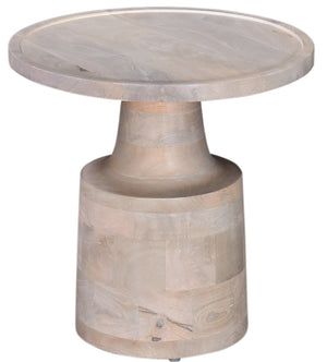 English Elm Contemporary Mango Wood Pedestal Side Table, 18" Round Solid Accent End Table, Natural Grain Finish B011P216679