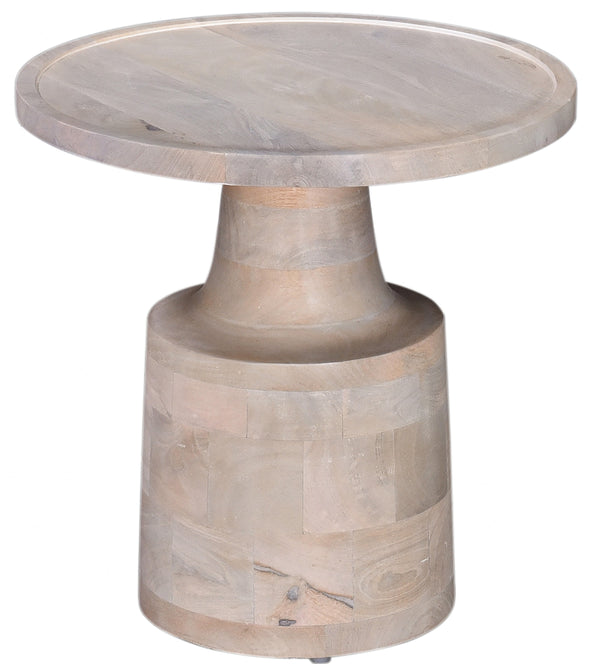 English Elm Contemporary Mango Wood Pedestal Side Table, 18" Round Solid Accent End Table, Natural Grain Finish B011P216679