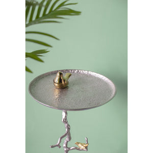 English Elm 16.9x16.9x28" Round Aluminum Side Table Sculptural Bird Branch Art Deco Accent W2078P485329