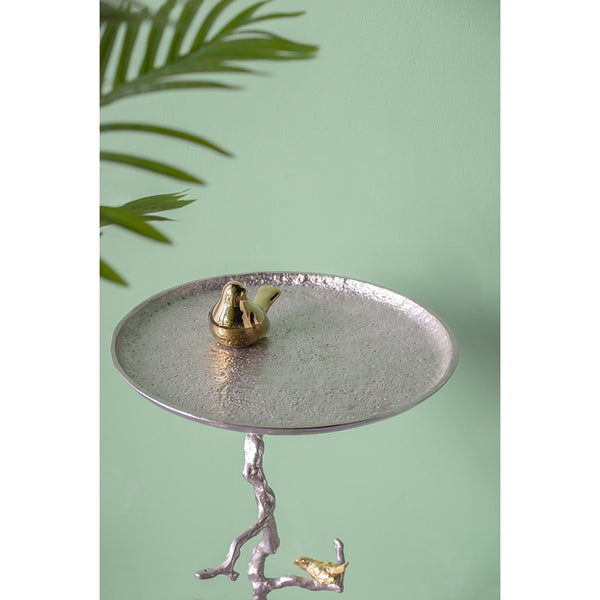 English Elm 16.9x16.9x28" Round Aluminum Side Table Sculptural Bird Branch Art Deco Accent W2078P485329