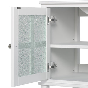 English Elm Christopher Knight Home® - 36" Bathroom Vanity with Ceramic Sink, Solid Wood Legs, Waterproof Finish, Soft-Close Hinges, Open Shelf, Silver Knobs White N817P286249W