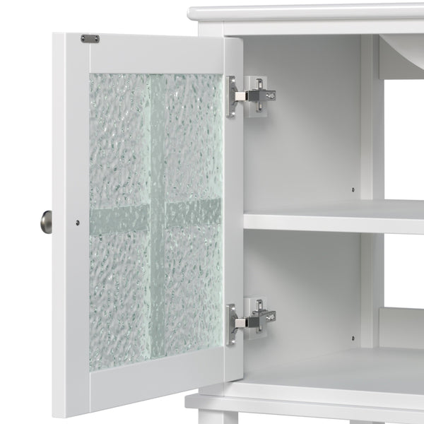 English Elm Christopher Knight Home® - 36" Bathroom Vanity with Ceramic Sink, Solid Wood Legs, Waterproof Finish, Soft-Close Hinges, Open Shelf, Silver Knobs White N817P286249W