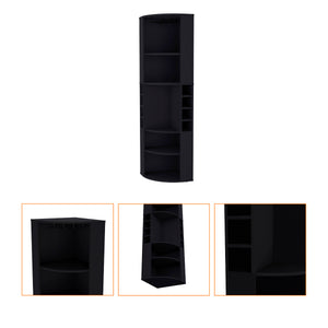English Elm Fm Furniture Clifton Tall Corner Bar Cabinet with Wine Rack Stemware Hanger Warm Finish B128S00064