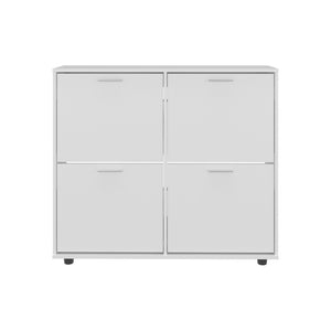 English Elm Deming White Shoe Rack with Four Drop Down Compartments for Entryway or Bedroom B092P315573