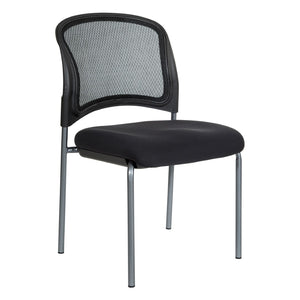 OSP Home Furnishings Titanium Frame Stackable Office Visitor Chair with Mesh Back and Padded Ergonomic Seat Coal 86724R-30