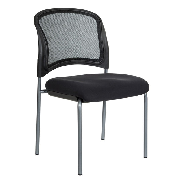 OSP Home Furnishings Titanium Frame Stackable Office Visitor Chair with Mesh Back and Padded Ergonomic Seat Coal 86724R-30