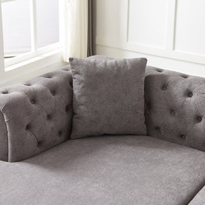 English Elm 135.5-inch Modern Chenille U-Shaped Sectional Sofa with Dual Chaise, Pull-Point Detail, Pillows, Wooden Legs Grey W1926S00047