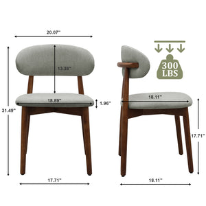 English Elm Laurel Green Flannelette Dining Chairs Set Of 2 - Ergonomic Design, Walnut Legs, Versatile Style T3967P386697