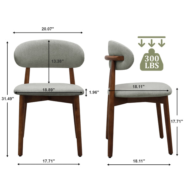 English Elm Laurel Green Flannelette Dining Chairs Set Of 2 - Ergonomic Design, Walnut Legs, Versatile Style T3967P386697