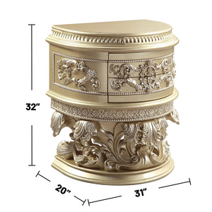English Elm 2 Drawer Resin Nightstand Ornate Scrollwork Champagne Glam Glided Bedside Storage B016P256532