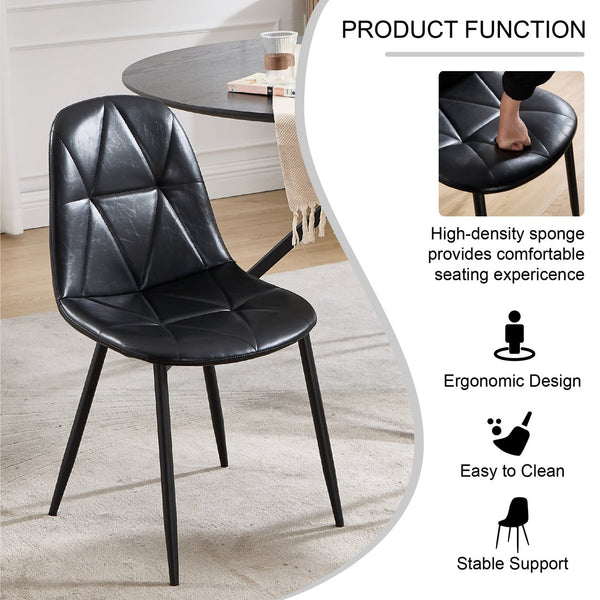 English Elm Dining Chairs Set Of 2 - Modern Upholstered Faux Leather With Metal Legs, Easy Clean & Stylish Design W3112P262799