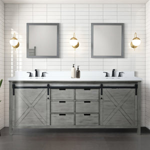 English Elm Ash Grey Double Bath Vanity 84" W With Cultured Marble Countertop, Soft-Close Drawers & Storage Solutions B2731P260176
