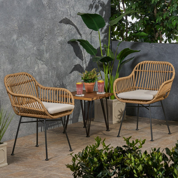 English Elm Rodney Polyethylene Rattan Accent Chair Set Woven Over Steel Frame for Modern Living 65036.00LBRN