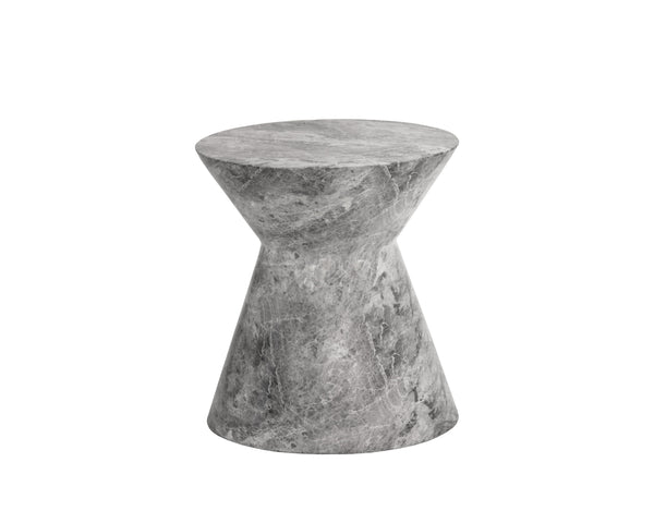 Sunpan Astley Round Concrete End Table – Bold Tapered Design for Indoor & Covered Outdoor Spaces Marble Look Grey
