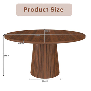 English Elm 47 Inch Round Marble Veneer Mdf Dining Table Seats Four with Slim Wood Strip Base Walnut W2700P404637