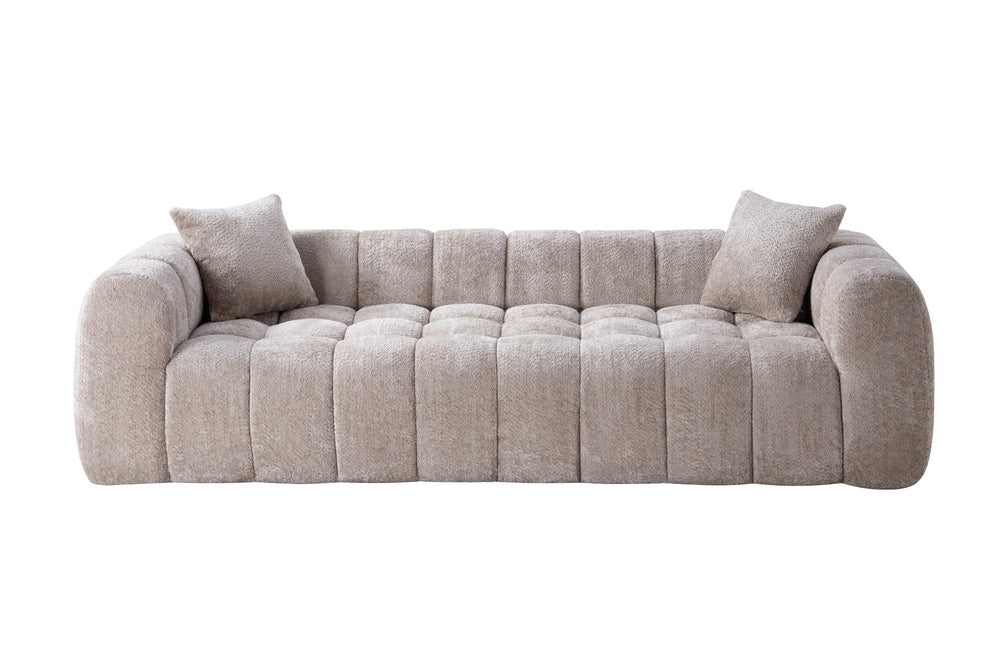 English Elm Marshmallow Cloud Sofa Oversized Boucle Four Seat Channel Tufted Living Room Couch Camel W5515P495927