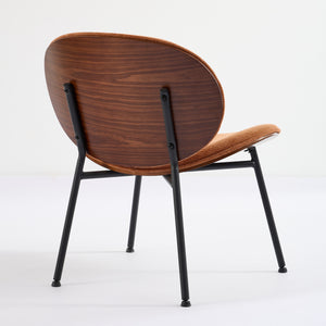 English Elm Mid-Century Shell Chair with Walnut Wood Grain Veneer, Wide Curved Seat, Durable Metal Legs, 330lb Capacity Orange W1143P214258