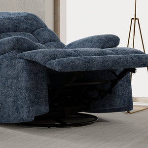 English Elm Swivel Glider Recliner Plush Upholstered Chair for Contemporary Living Rooms Blue B339P422561