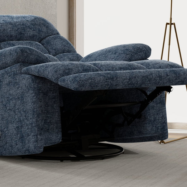 English Elm Swivel Glider Recliner Plush Upholstered Chair for Contemporary Living Rooms Blue B339P422561