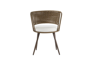 English Elm Wicker Rattan Wingback Dining Chairs Set of Two with Velvet Cushion and Metal Legs Beige,Dark Walnut W3590P453803