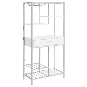 English Elm Draper Gloss White Led Wine Cabinet with Chrome Frame and Open Bar Shelving B062P441294