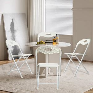English Elm 4-pack Powder-coated Steel Folding Chairs Faux Leather Seat Stackable Indoor Outdoor W2071P368564