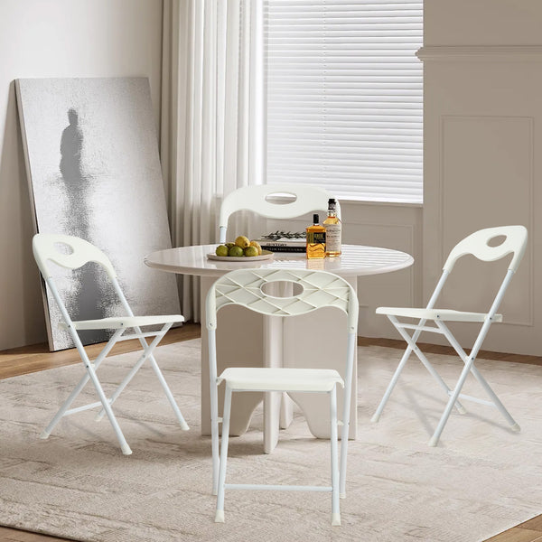 English Elm 4-pack Powder-coated Steel Folding Chairs Faux Leather Seat Stackable Indoor Outdoor W2071P368564