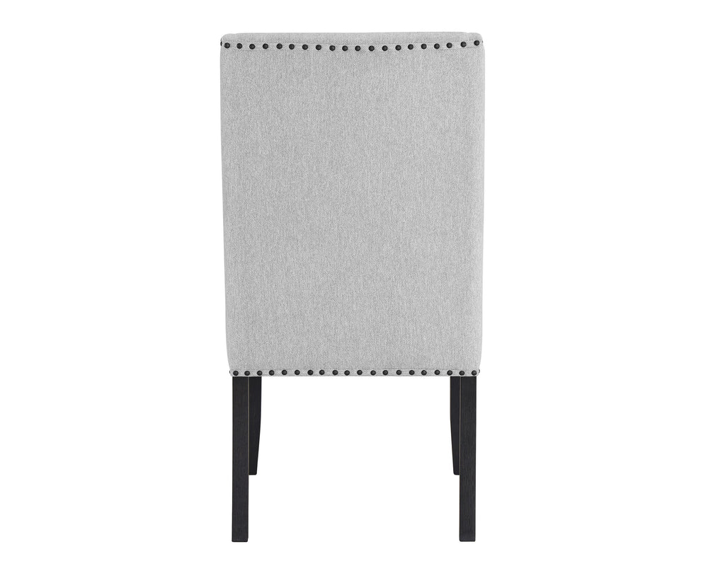 English Elm Modern Light Gray Upholstered Dining Chair Set of 2 — Black Wood Legs, Nailhead Trim, Comfortable Breathable Fabric Seating B011P196922