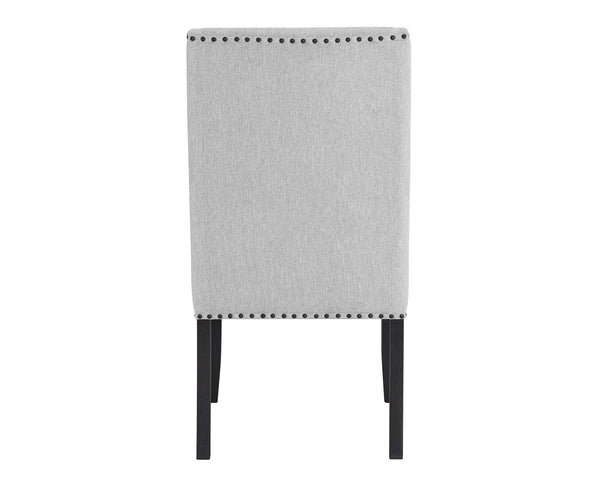 English Elm Modern Light Gray Upholstered Dining Chair Set of 2 — Black Wood Legs, Nailhead Trim, Comfortable Breathable Fabric Seating B011P196922